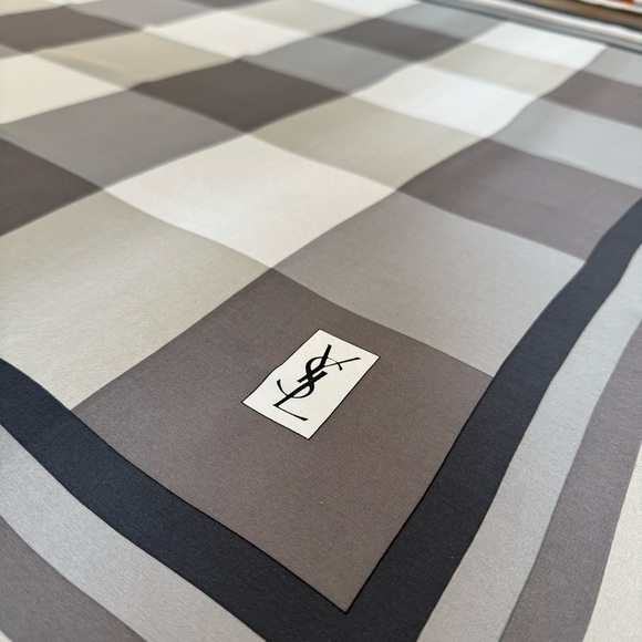 YSL Checkered Lightweight Silk Scarf - Picture 2 of 9